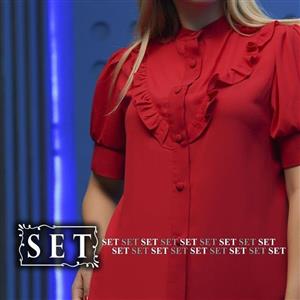 شومیز مجلسی مدل زمرد رنگ قرمز دونه اناری برند SET