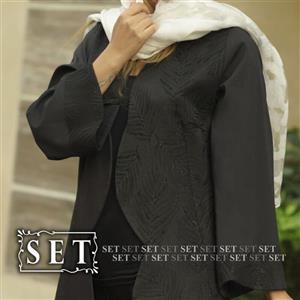 مانتو مزون دوز مجلسی مدل نورا طرح برگ برند SET