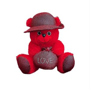 عروسک خرس ولنتاین کلاه کیسه دار متوسط قرمز 33 سانتی