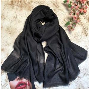 شال نخ ژاکارد وارداتی رنگ مشکی و طرحدار