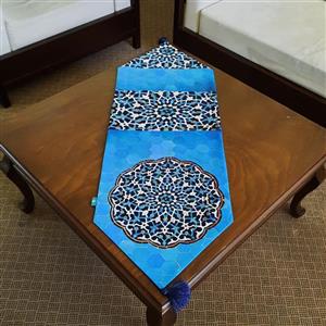 رانر مخمل آستر دار طرح گنبد مینا  ( سایز 35x135 ) آرت مان منگوله دار