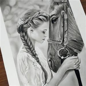 تابلو نقاشی چهره سیاه قلم