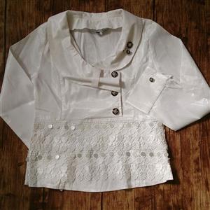 شومیزترک سفیدگیپور دوزی پارچه شاین کشی