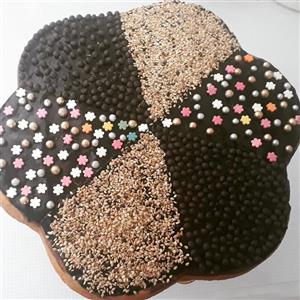 کیک دورنگ خانگی با روکش گاناش، 1300گرم