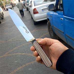 چاقو آشپزخانه جنس تیغه فولاد استیل ضد زنگ دسته کائوچو باربند برنج