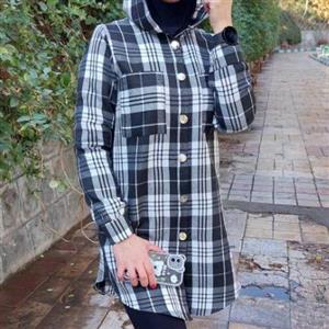 مانتو پشمی پاییزه کلاهدار در سه سایز مدیوم،لارج و ایکس لارج  برند تک دوخت