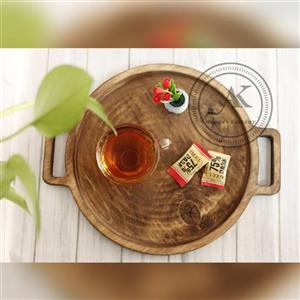 سینی چوبی دسته دار گرد سایز 30سانت