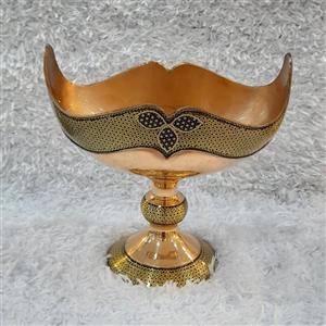 کشکول پایه دار  متوسط مس و خاتم کاری(طرح لبه خاتم)