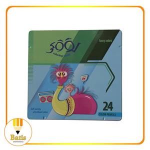 مداد رنگی 24 رنگ جعبه فلزی لوکی طرح حلزون