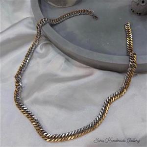 گردنبند کارتیر دو رنگ طلایی نقره ای