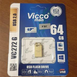 فلش USB 0.2 ویکو من فلزی طلایی 64GB مدل VC272G 