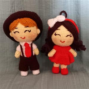 عروسک بافتنی زوج ولنتاین آویز  دو عددی