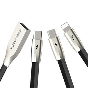 کابل تبدیل USB به MicroUSB / Lightning/Type-C توتو دیزاین مدل 3in 1 Totu Design USB To MircroUSB/ Lightning/Tyoe-C Cable