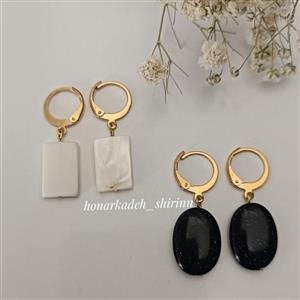 گوشواره سنگی با قفل گوشواره استیل