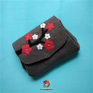کیف پول نمدی 3 جیب دکمه ای طرح شکوفه