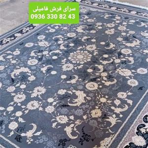 فرش ماشینی طرح جدید 12 متری 700 شانه تراکم2550  نقشه یاس رنگ دودی