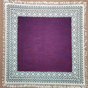 رومیزی مخمل قلمکار ی اعلاء رنگ بنفش سایز  100×100