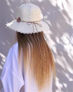 کلاه حصیری گلدار