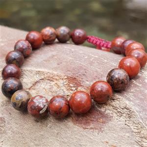 دستبند سنگ جاسپر سرخ red jasper\nتراش گرد سایز 8\nسنگ تقویت انرژی\nکد 110