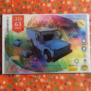 پازل سه بعدی چوبی نیسان آبی جنس خوب-ماشین نیسان