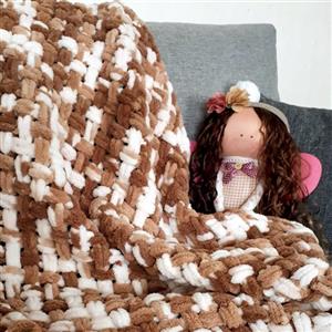 پتوی نوزاد ترک بافتنی اسپرت قهوه ای 