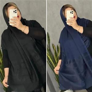 شال نخی ساده رنگبندی طوسی و مشکی
