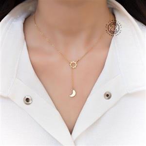 گردنبند ماه و خورشید ظریف استیل(کاملا زنگ ثابت و ضدحساسیت)