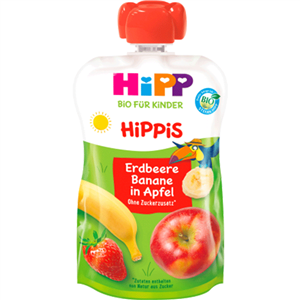 پوره ساندیسی ارگانیک هیپ با طعم سیب موز و توت فرنگی حجم 100 گرم hipp