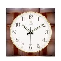 ساعت دیواری مارال maral | مربع، طرح چوب براق، صفحه سفید شب نما کد 7