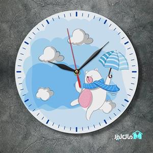 ساعت دیواری فانتزی اتاق کودک مدل خرس چتر باز مان لیزر