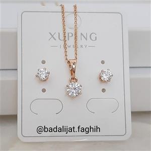 نیم ست تک نگین برند ژوپینگ ترند و فوق العاده شیک با آبکاری طلا