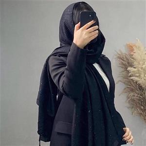 شال پلیسه اکلیلی نقره ای وارداتی  اورجینال تک رنگ مشکی