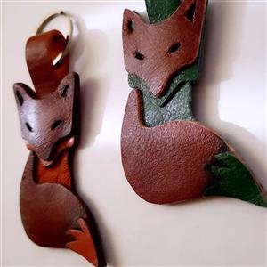 جاکلیدی و آویز طرح روباه با چرم طبیعی(محصول سفارشی و دستساز )
