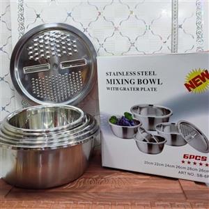 تشت ولگن استیل.ضخیم سنگین.رنده دار .5عددتشت