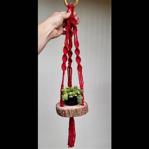 شلف مکرومه با تخته گرد چوبی