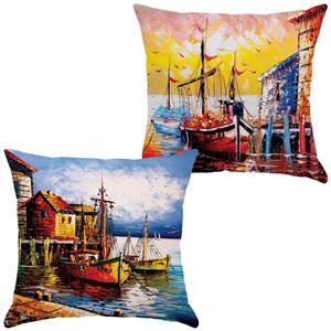 کوسن جفتی مخمل رنس مدل S22-10035-36 سایز  33x33 سانتی متر