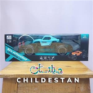 ماشین کنترلی  آفرود  شش چرخ رنگ آبی