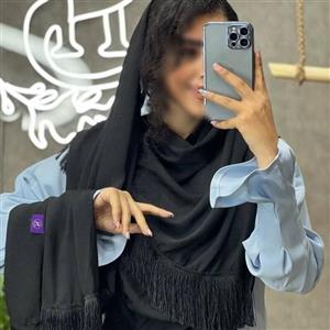 شال نخی مشکی قواره دار