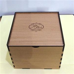 جعبه چوبی برند کیان لوح، با مارک سحرخیز اندازه 10 در 12 ارتفاع 11 سانت، مناسب وسایل اشپزخانه 