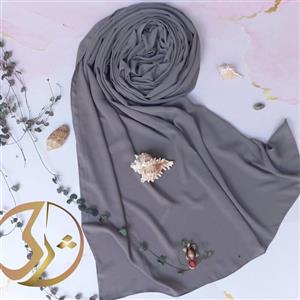 شال کرپ حریر طوسی روشن تک رنگ