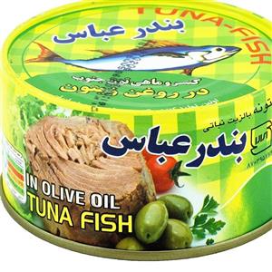 کنسرو ماهی تن در روغن زیتون بندرعباس مقدار 180 گرم\n بسته12 عددی