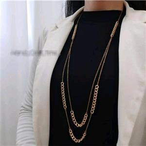 گردنبند رولباسی رو مانتویی مجلسی ترکیب کارتیر و زنجیر ظریف جنس استیل ( لاوین گالری)
