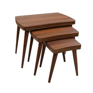 میز عسلی مدل سپیدار مجموعه 3 عددی رنگ قهوه ای روشن