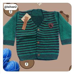پلیور بافت اسپرت بچه گانه جلو دگمه خور یقه 7 سایز 40و45 جنس بافت ضخیم