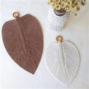 دیوارکوب تک برگ مکرومه با حلقه چوبی طرح گردو