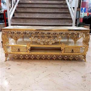 میز تی وی برنجی طرح طاووس سایز 140