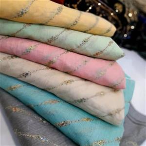 پارچه کتان نخ نگین دار