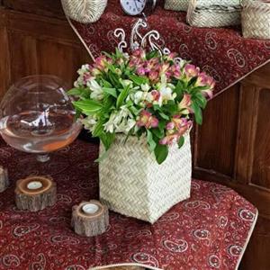 گلدان حصیری چهارگوش ارتفاع 30-25 سانت