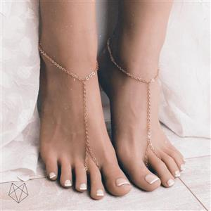 خلخال(پابند) انگشتری زنجیر کابلی استیل رنگ ثابت رنگ طلایی