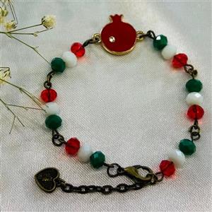 دستبند زنانه (دخترانه) یلدایی پرچم ایران با مهره های کریستالی